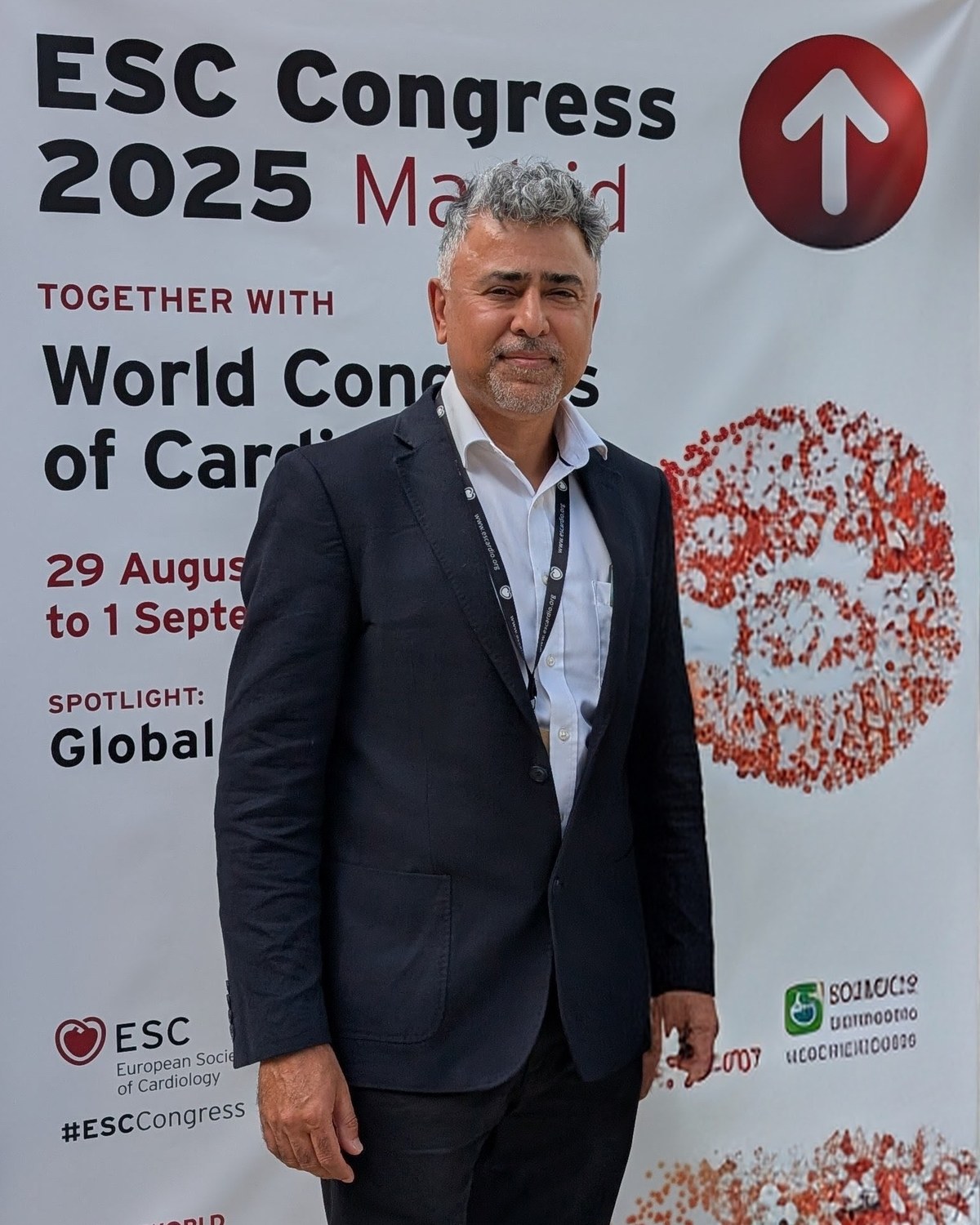 Dr Shahid Aziz, Consultant Interventional Cardiologist in Bristol, at the European Society of Cardiology Congress 2025 in Madrid